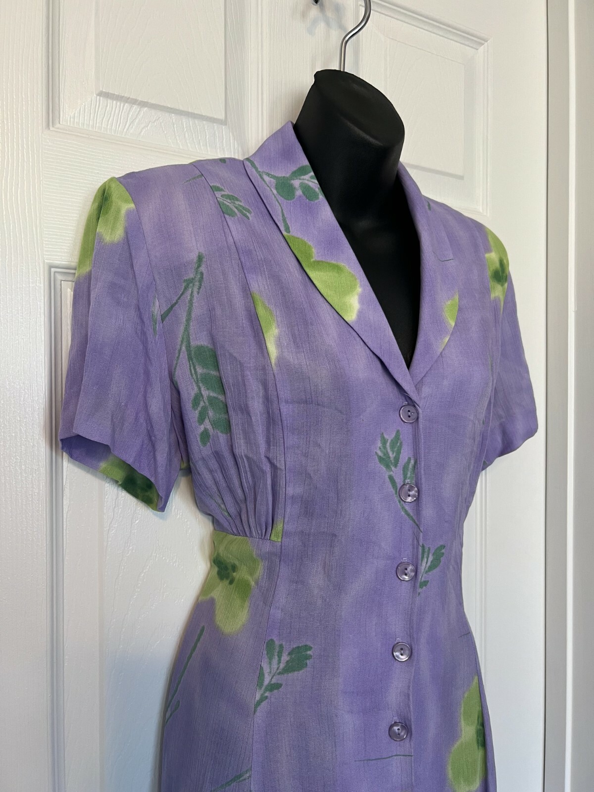 Jeffery & Dara Vintage Lavender Floral Short Sleeve Long Dress Sz 10