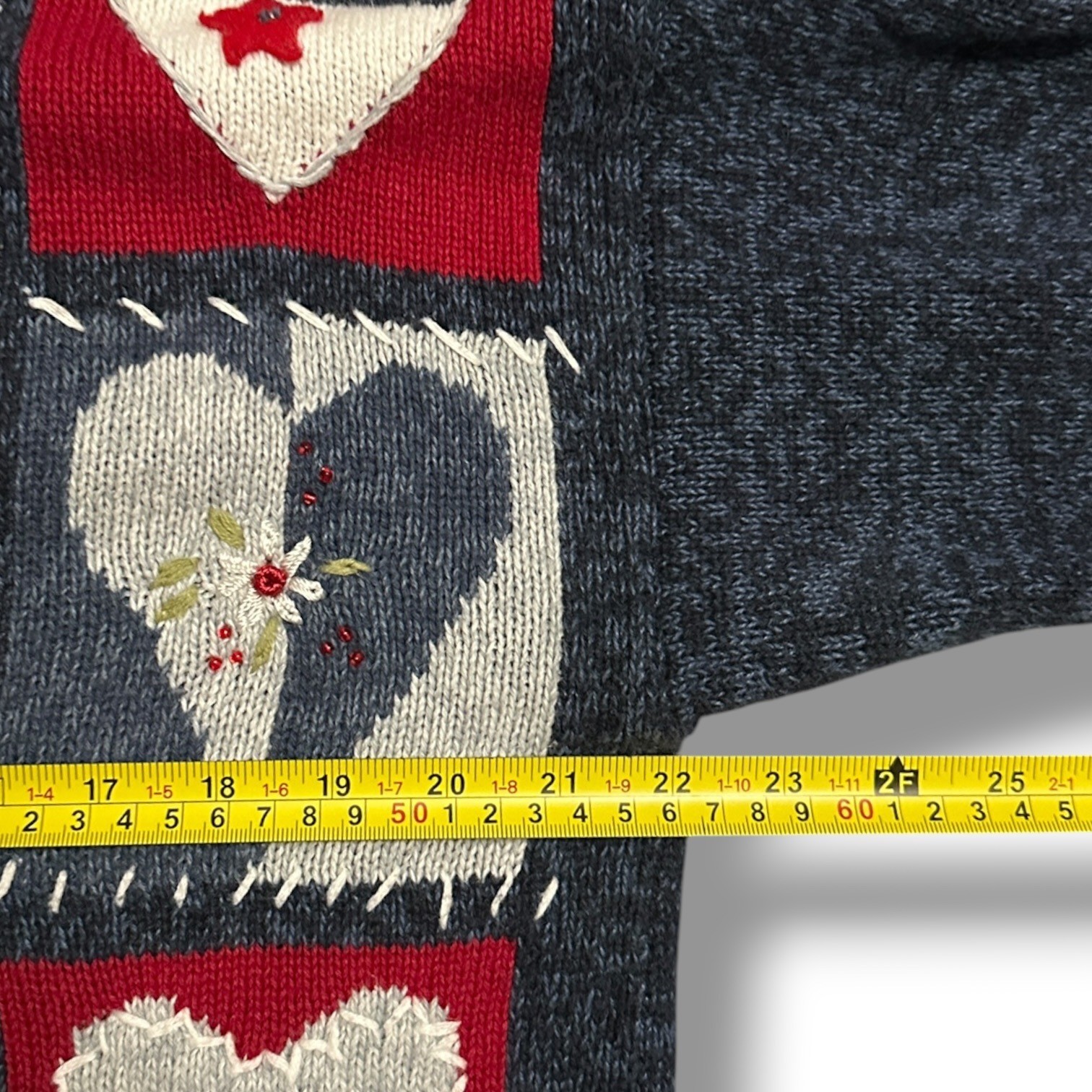 Vintage Heirloom Collectibles Americana Patchwork Knit Cardigan Sweater S Granny