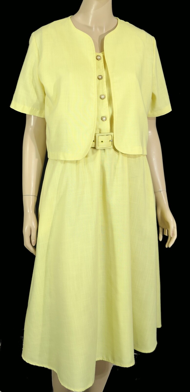 Vintage 70s California Looks Yellow A Line Sun Dress W Jacket M