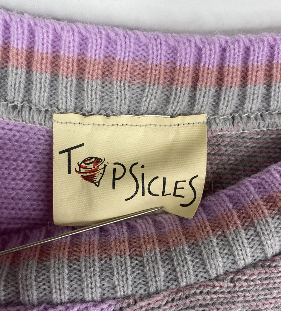 Vintage Topsicles Womens 80’s Sweater M Purple Plaid Geometric Dolman 3/4 Sleeve