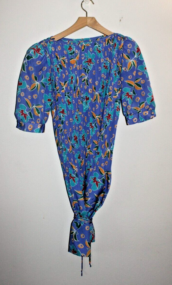 Vintage JT A-Line Dress No Size Tag Medium? Pleated Floral Padded Shoulders