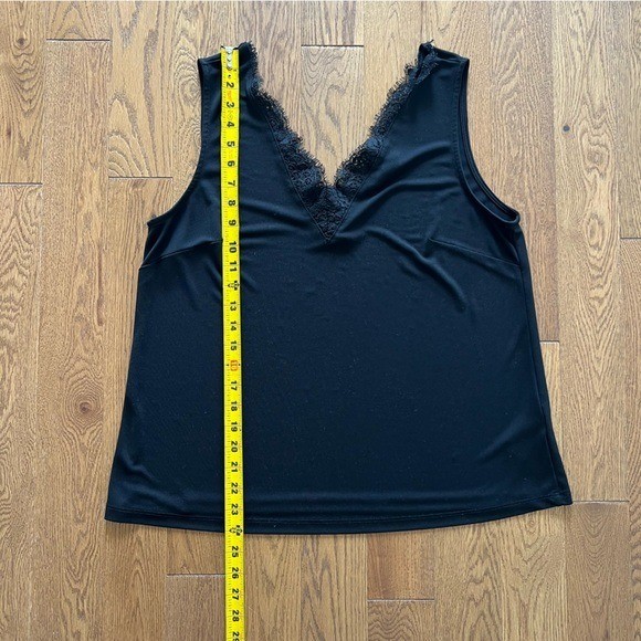 H&M Black Lace Trim Camisole Tank Top Size M Satin Coquette Clean Girl