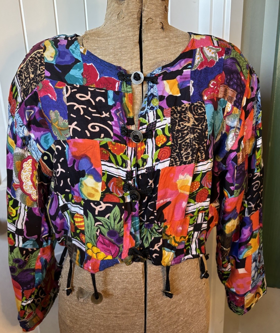 Vintage 80’s/90’s Instyle Floral Patchwork Crop Top Jacket Sz Med Wearable Art