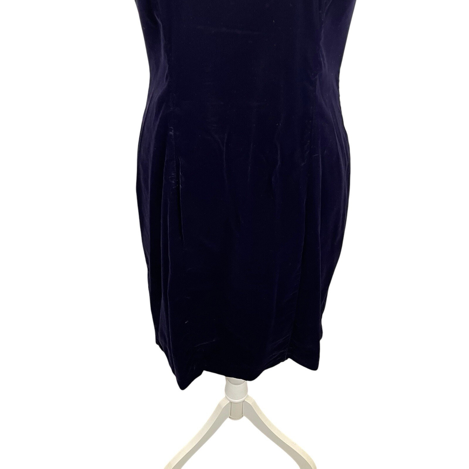 Niki Originals Size 10 Navy Velvet Sequin Beaded Halter Neck Dress 90’s Y2K VTG