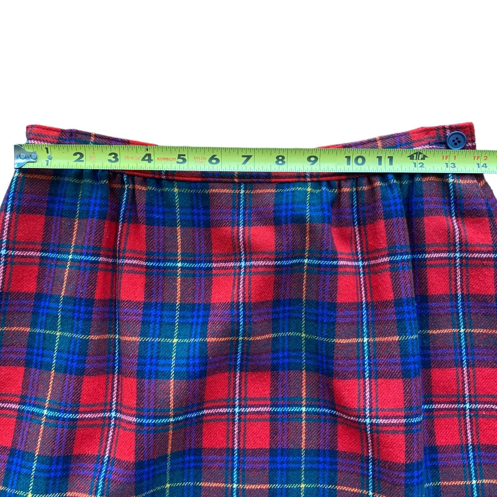 Vintage Pendleton Wool Boyd Tartan Plaid Skirt Waist 27 Inch Midi Lined Pockets