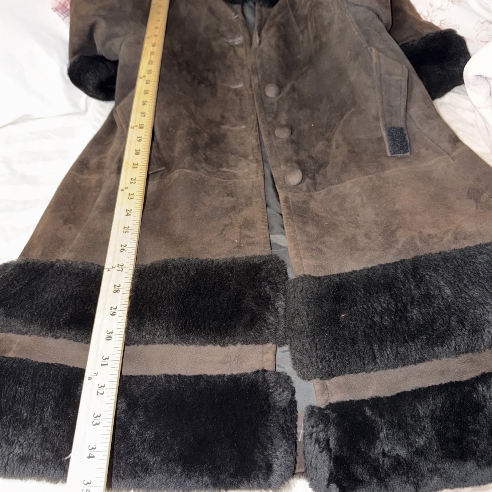 Vintage Union Maid 60S Suede Shearling Penny Lane Brown Coquette Button Coat