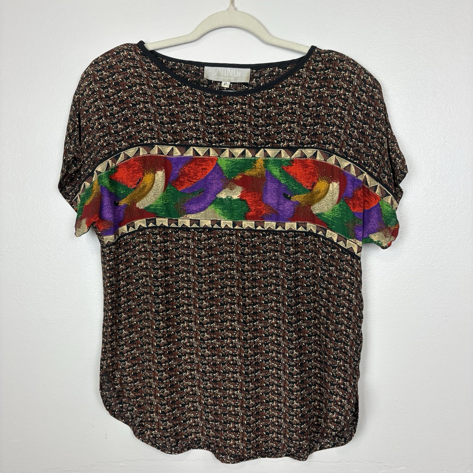 Dorothy Schoelen Platinum Vintage Jacket & Blouse Size P(Small) Abstract Print