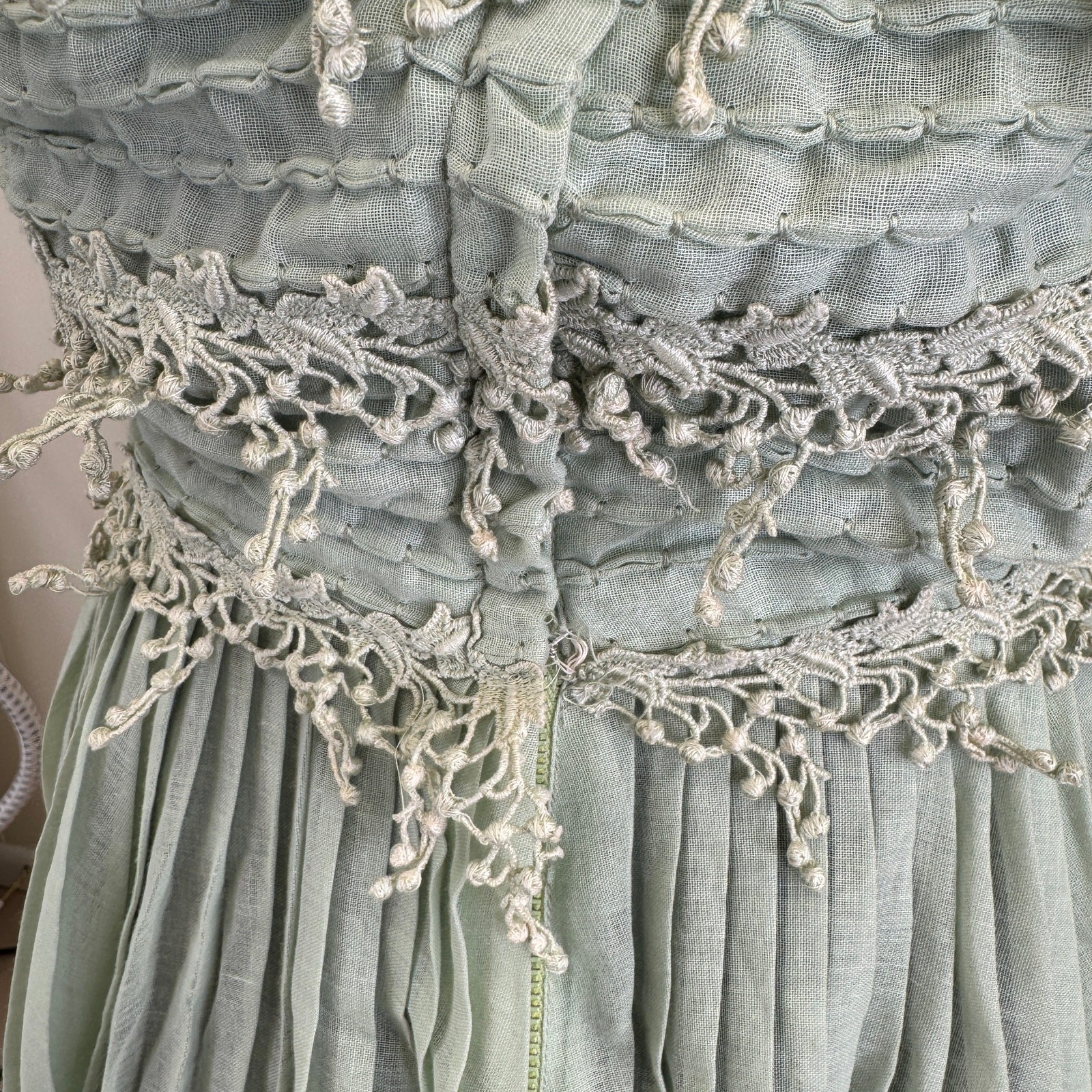 1950s Mint Green Carlye Party Dress Pleated Skirt | Vintage Cocktail Dress XS/S