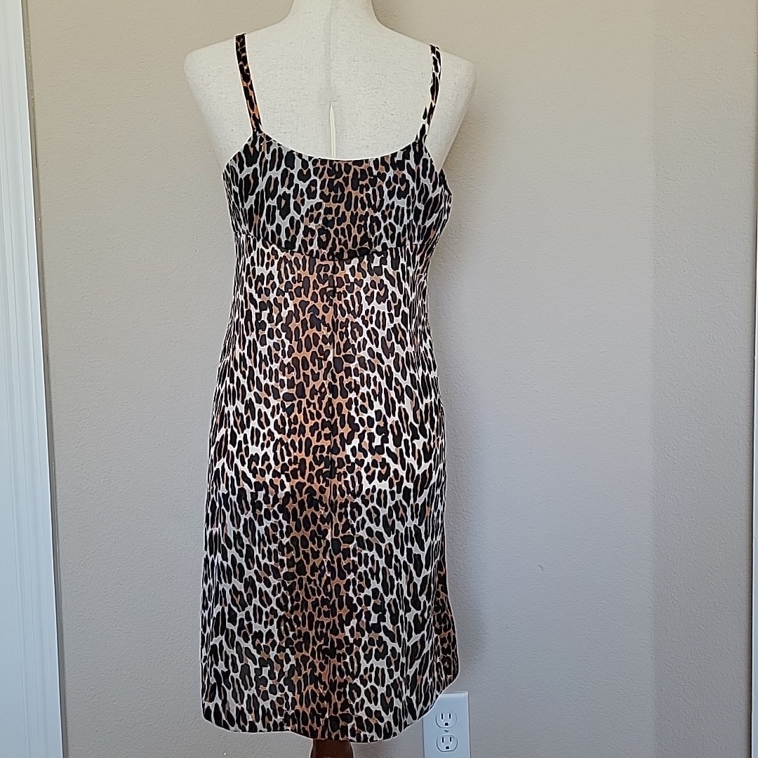 Vtg Vanity Fair Leopard Print Babydoll Slip Dress Size S USA Animal Rockabilly