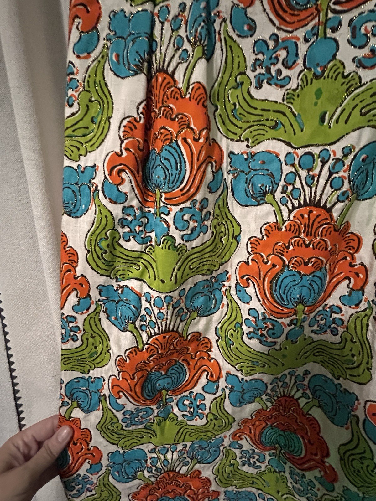 VTG 1970s Saks Fifth Ave 100% Silk Maxi Dress & Matching Scarf |Floral| Size 12