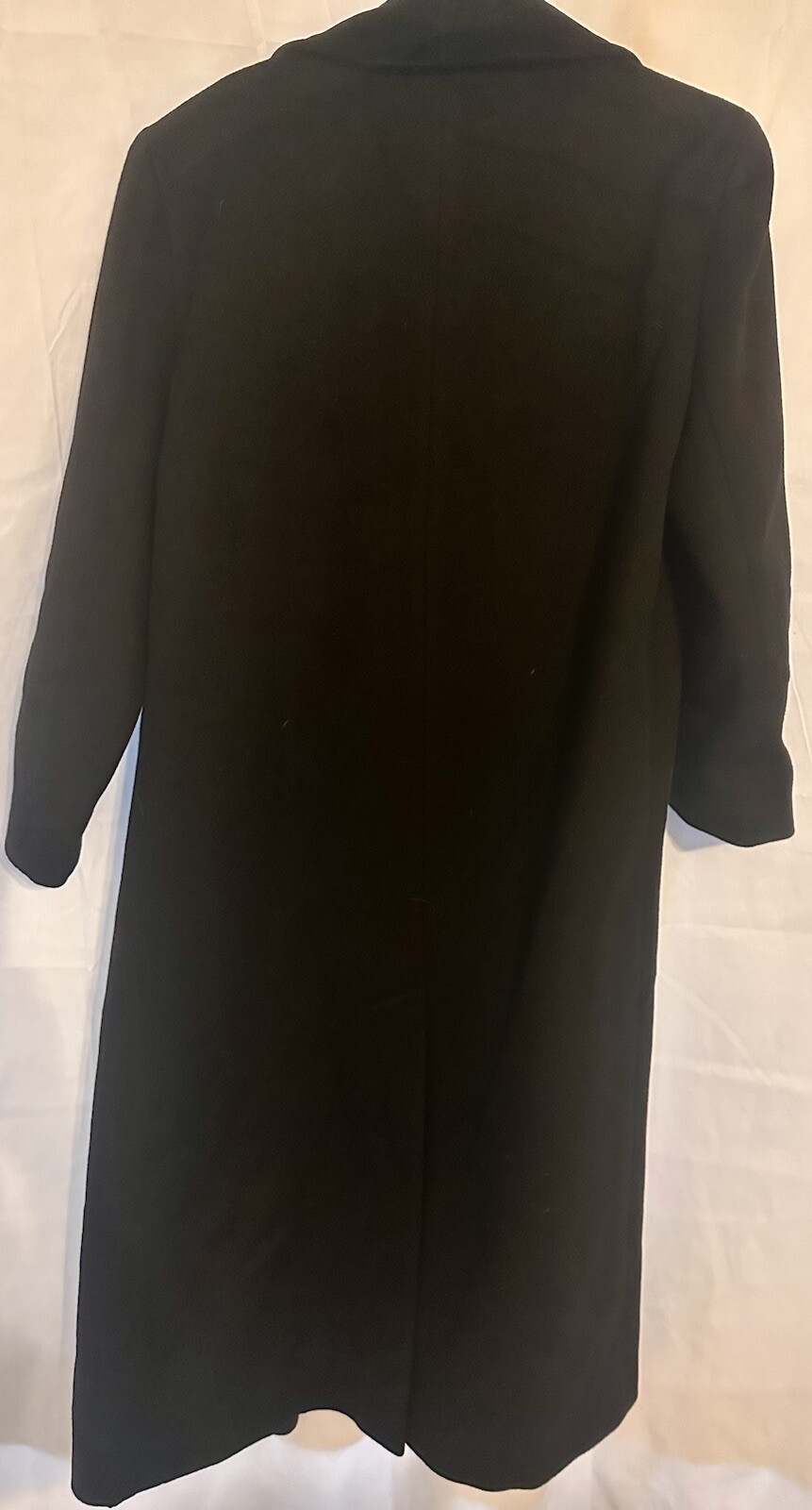 Vintage Braefair Womens Full Length Black Wool Trench Coat Jacket XL Dbl Breast