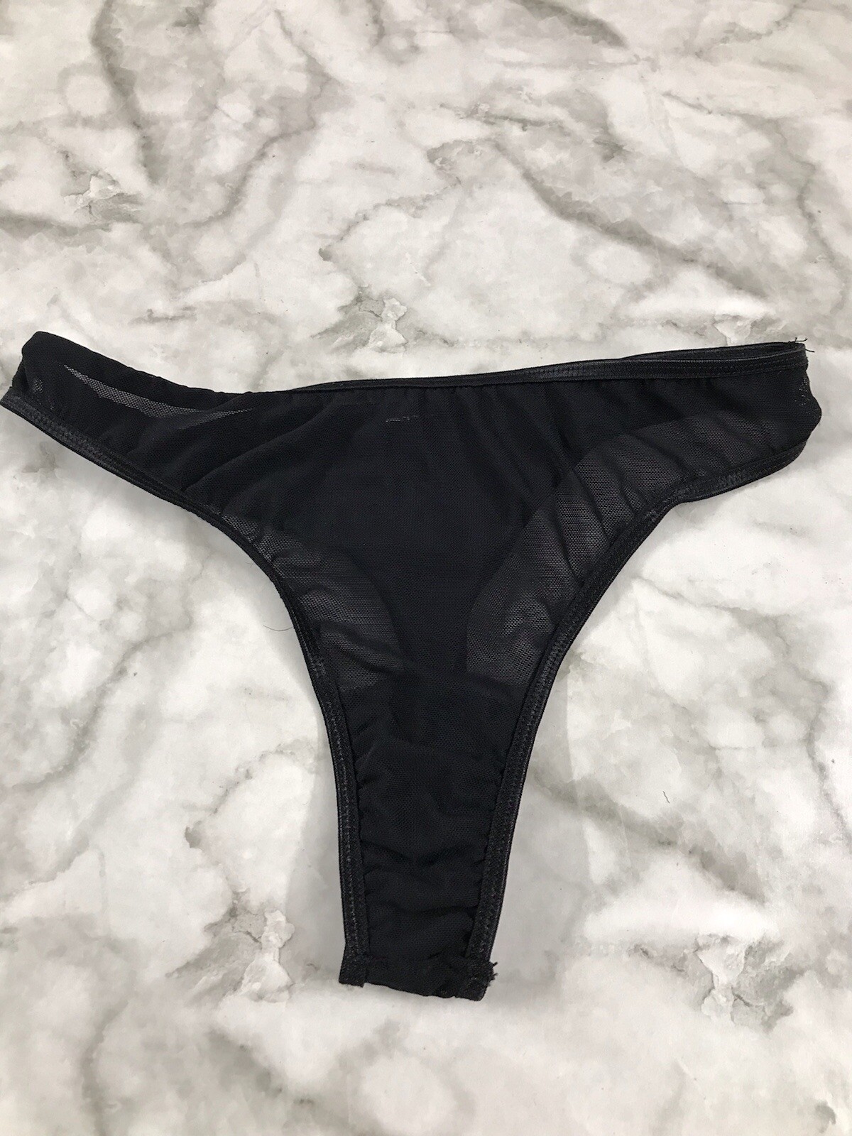 Vintage Mesh Unbranded Thong String Black Size Small Stretchy Rare