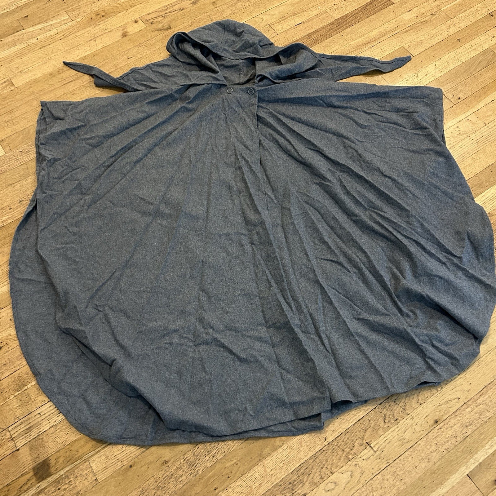 Vintage Glentex One Size Fits All Wool Blend Hooded Grey Cape Poncho