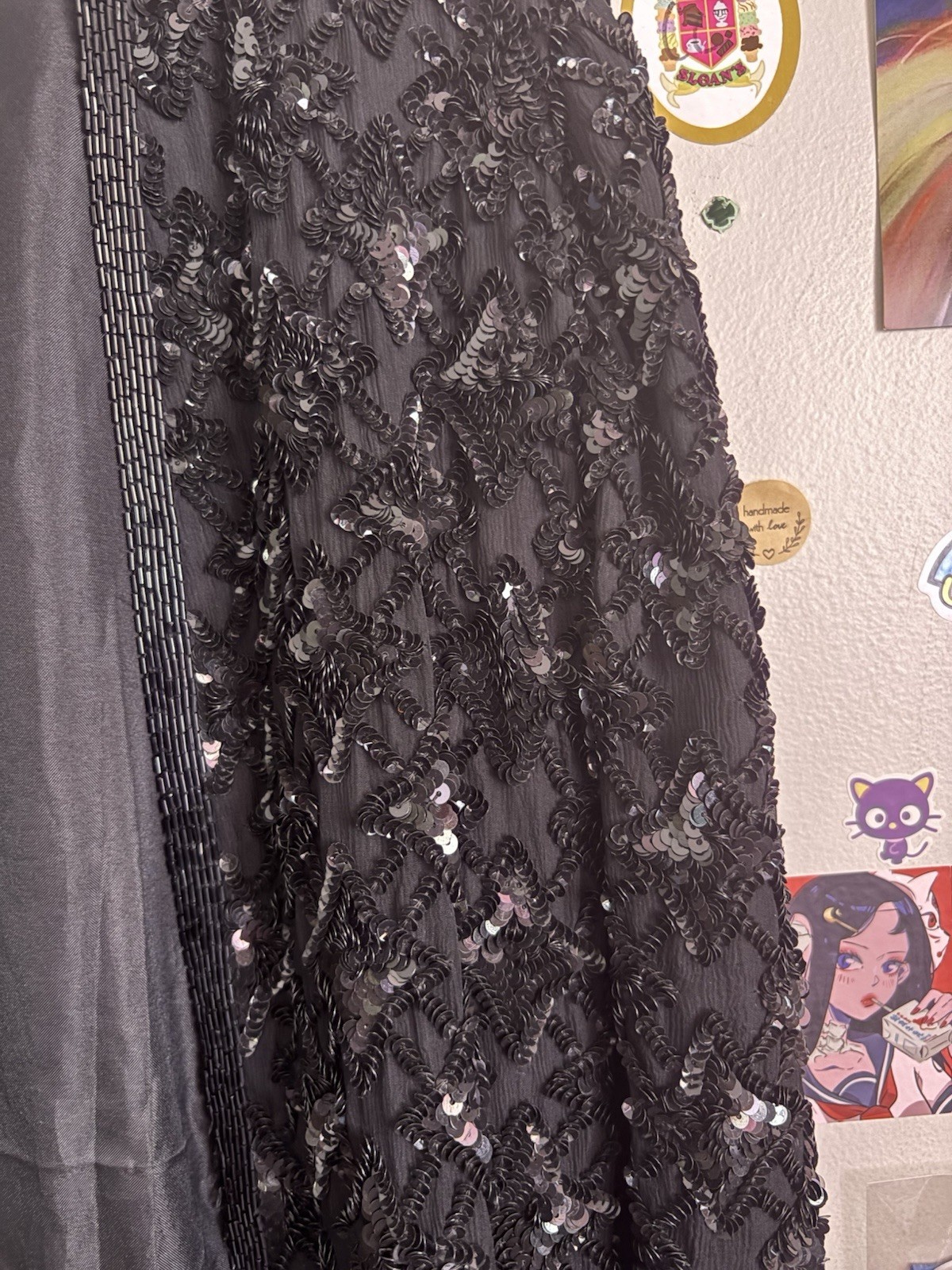 Vintage Mieka Black Sequin cardigan 100% Silk