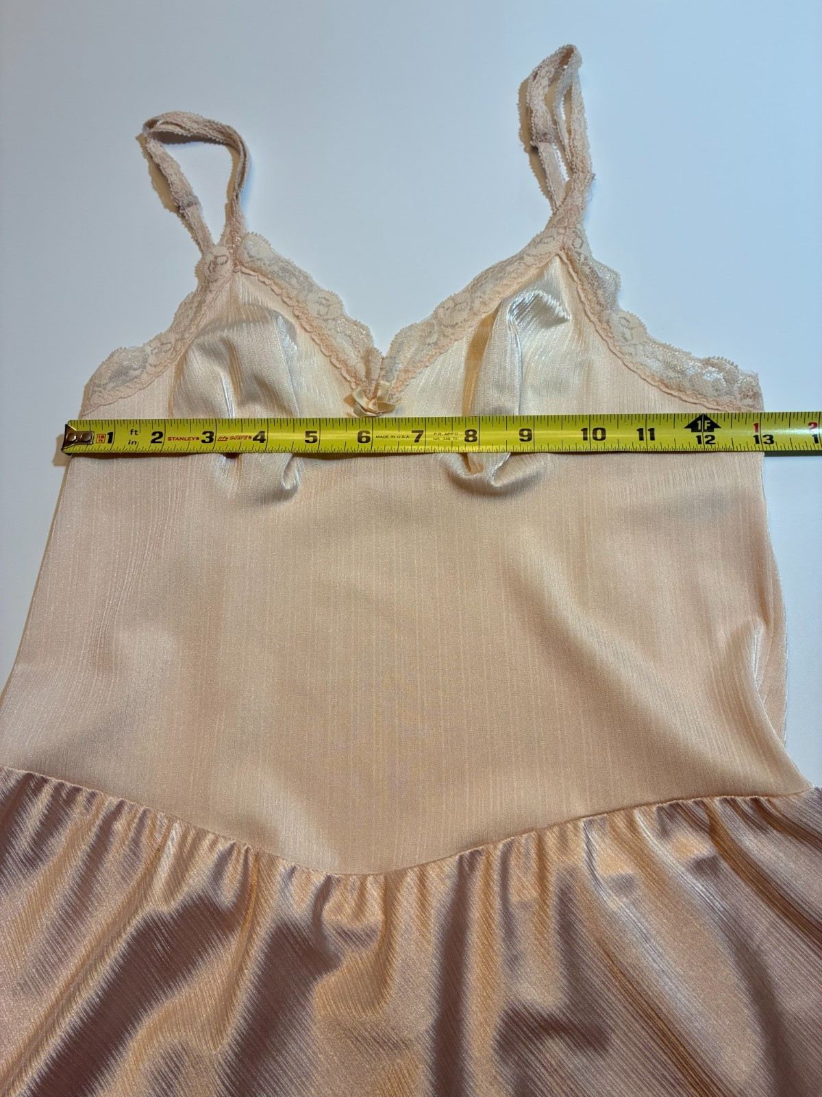 Vtg WARNERS FULL BALLET SLIP Peach BLUSH Size 36 Medium STRETCH LACE Shine On