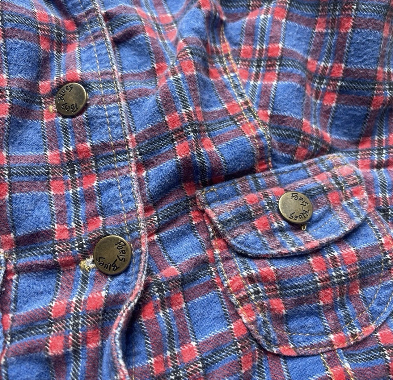 Vintage Paris Blues y2k denim plaid dress size 13 fits Large 1990s Made in USA