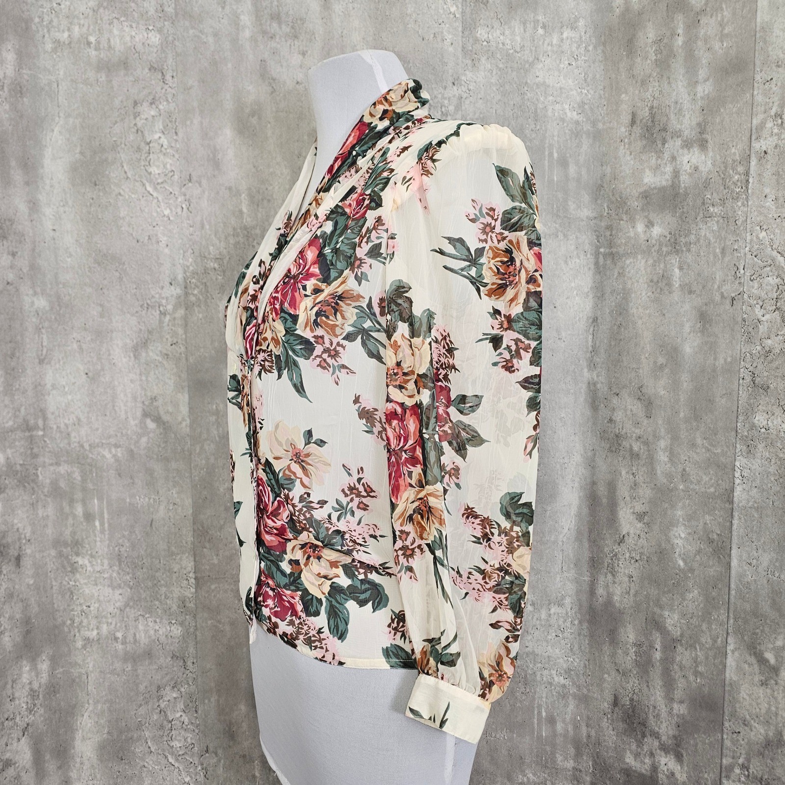 Vintage 90s Nilani Floral Sheer Blouse Romantic Cottagecore Korea Womens M