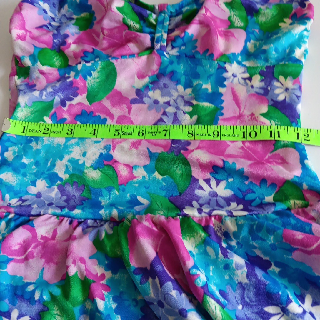 Vtg 14 One Piece Floral Sea Fashions of California Skirt Swimsuit Bathing Suit