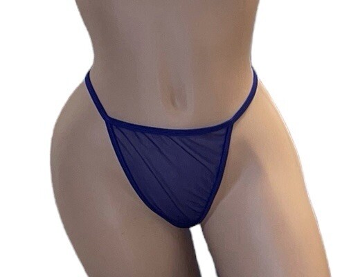 Avidlove Blue Shiny Sheer G-String Thong String Bikini Panties Womens L NWT