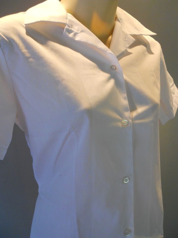 Nos Vintage 1960s White Blouse Uniform Shirt Waitress School College Preppy 36