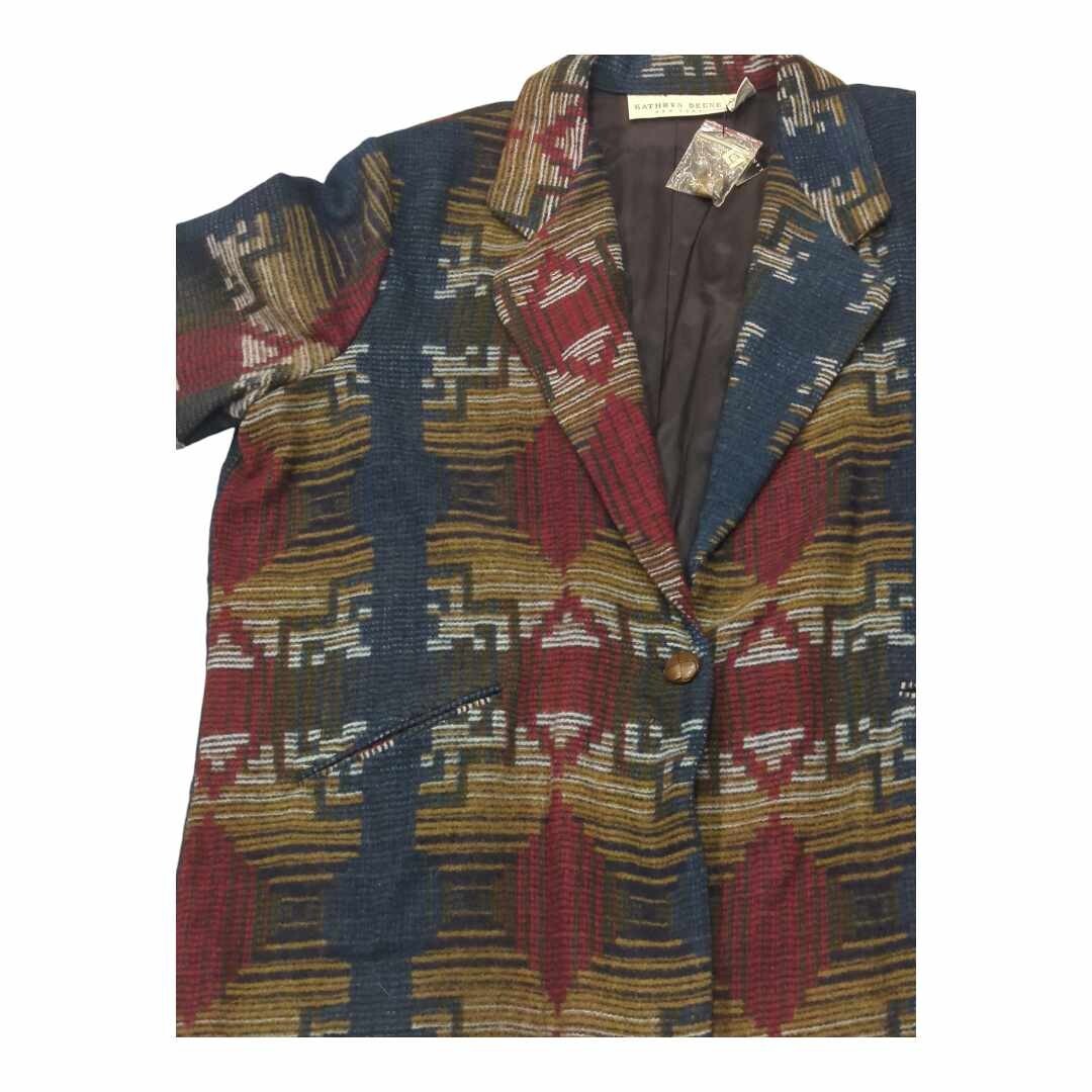 NWT Kathryn Deene Vintage Aztec Print Multi-Colored Blazer Plus Size Sz 22/24