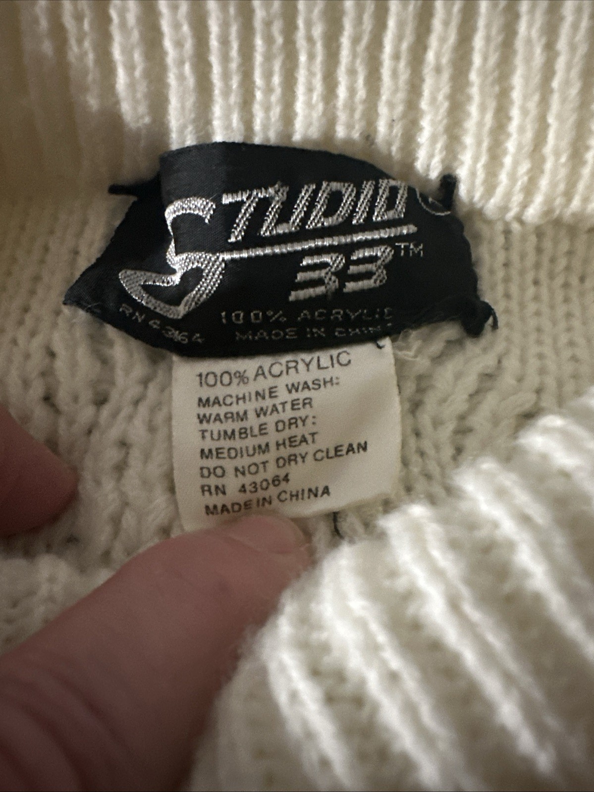 Vintage Studio 33 Women’s XL Sweater Cream Cable Knit Fisherman FAir Isle