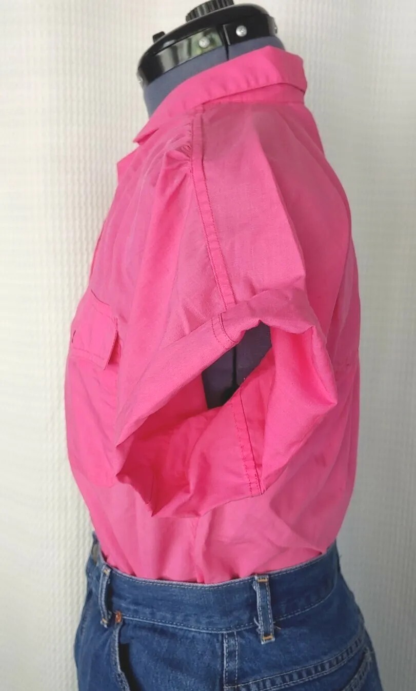 Vintage Objectives Hot Pink Short Sleeve Button Down Top Size 8