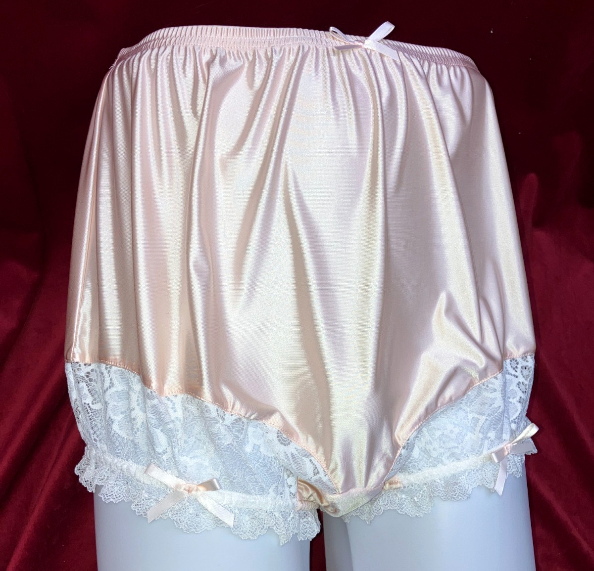 1X 2X Mushroom Gusset Granny Panty Silky Nylon Satin Brief Sissy Vintage styl