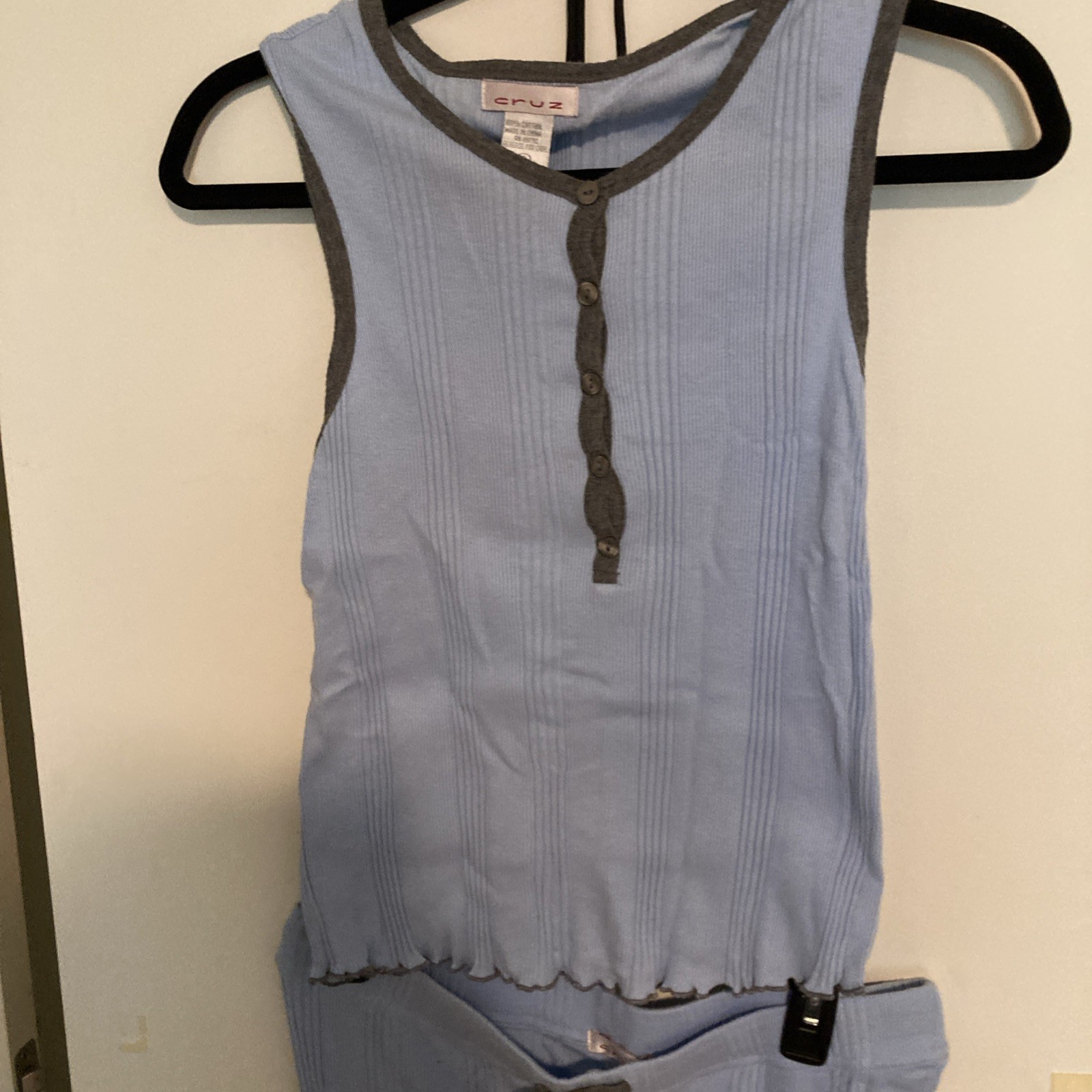 Vintage 1990s Cruz Pajama Set Pants and Top Blue Sz Small 100% Cotton Never Worn