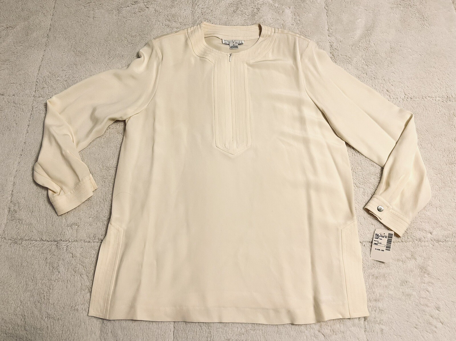 Vtg 90’s NWT Saks Fifth Avenue Ivory 100% Silk Tunic Top Wm Md Real Clothes Line