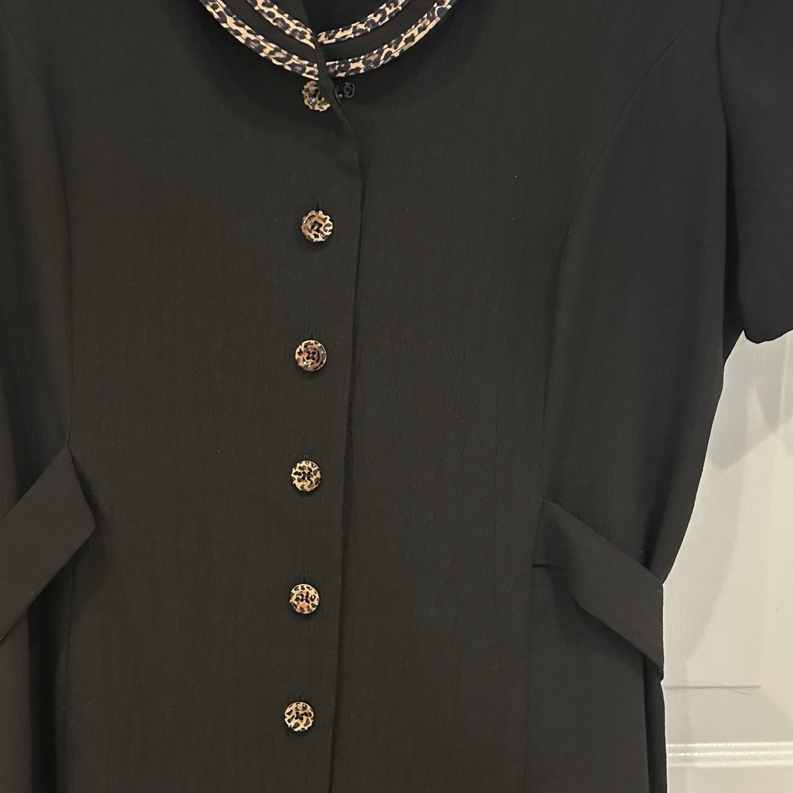 Vintage 90s Miss Dorby petite long black collared dress size 16P Cottagecore