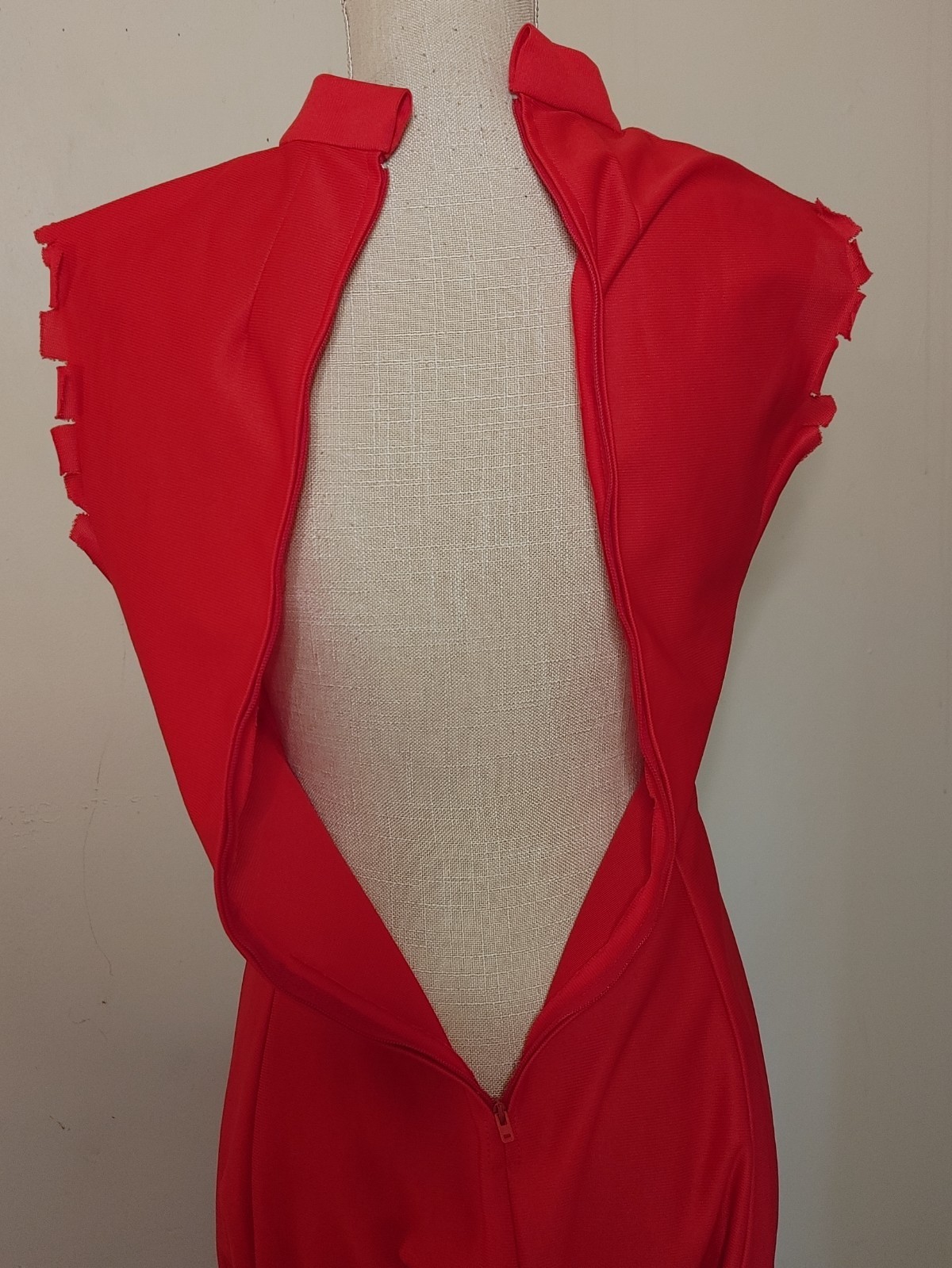 Vintage Maxi Hostess Dress 60s 70s Red Polyester Goddess S/M Long Gown Disco