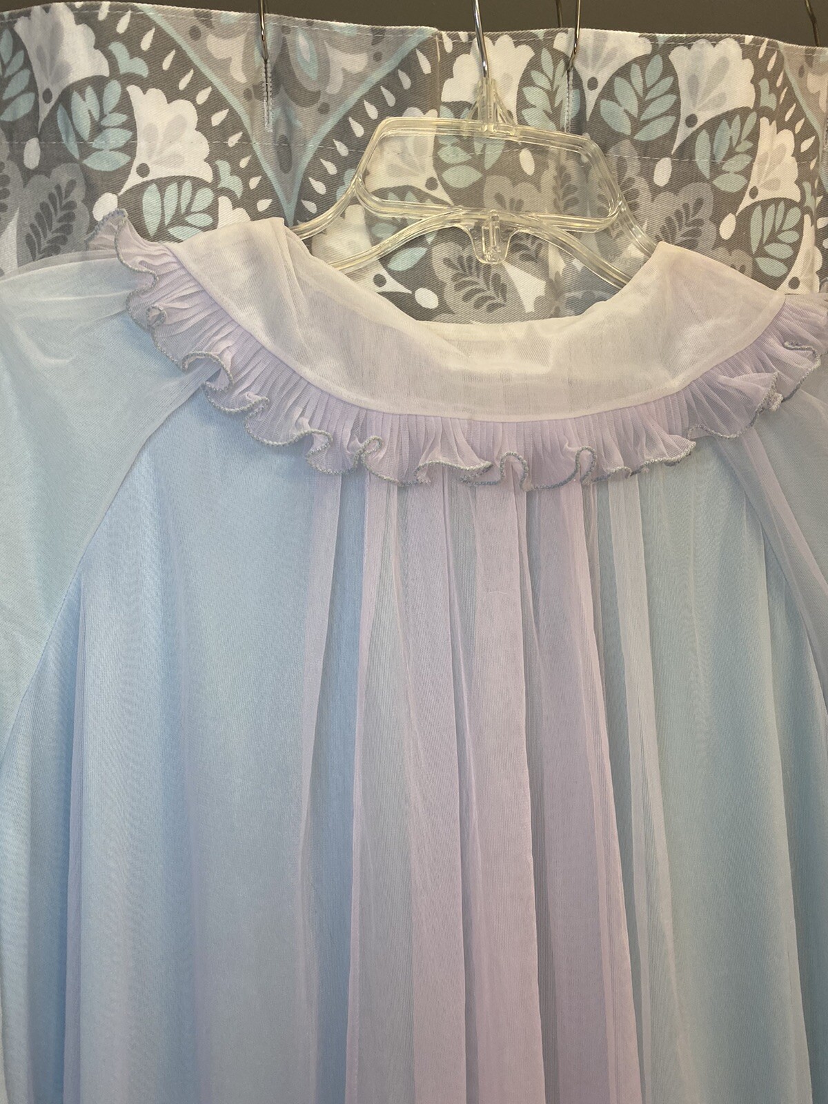 Vintage Cheoette 2 tone 2 layer Chiffon Peignoir Robe Med Blue & Purple