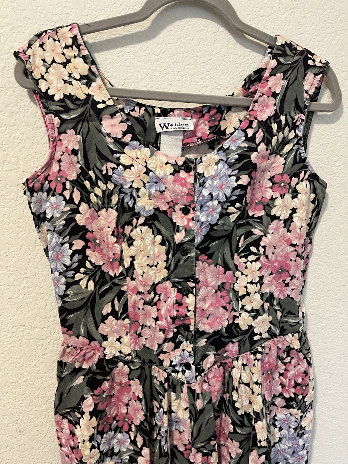 Vintage Walden Classics Dress Womens S Pink Floral Sleeveless Cottagecore Cotton