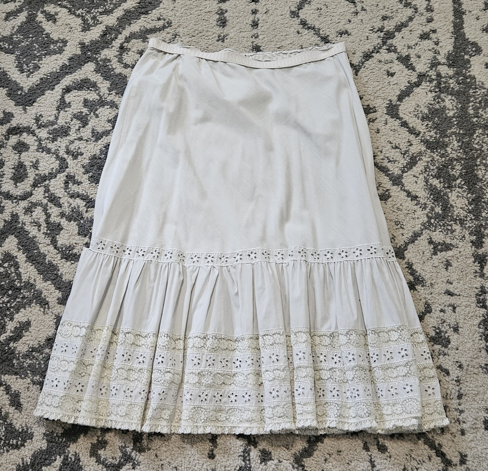Vintage 50s White Nylon Lace Half Slip Petticoat Pinup Lingerie Size M