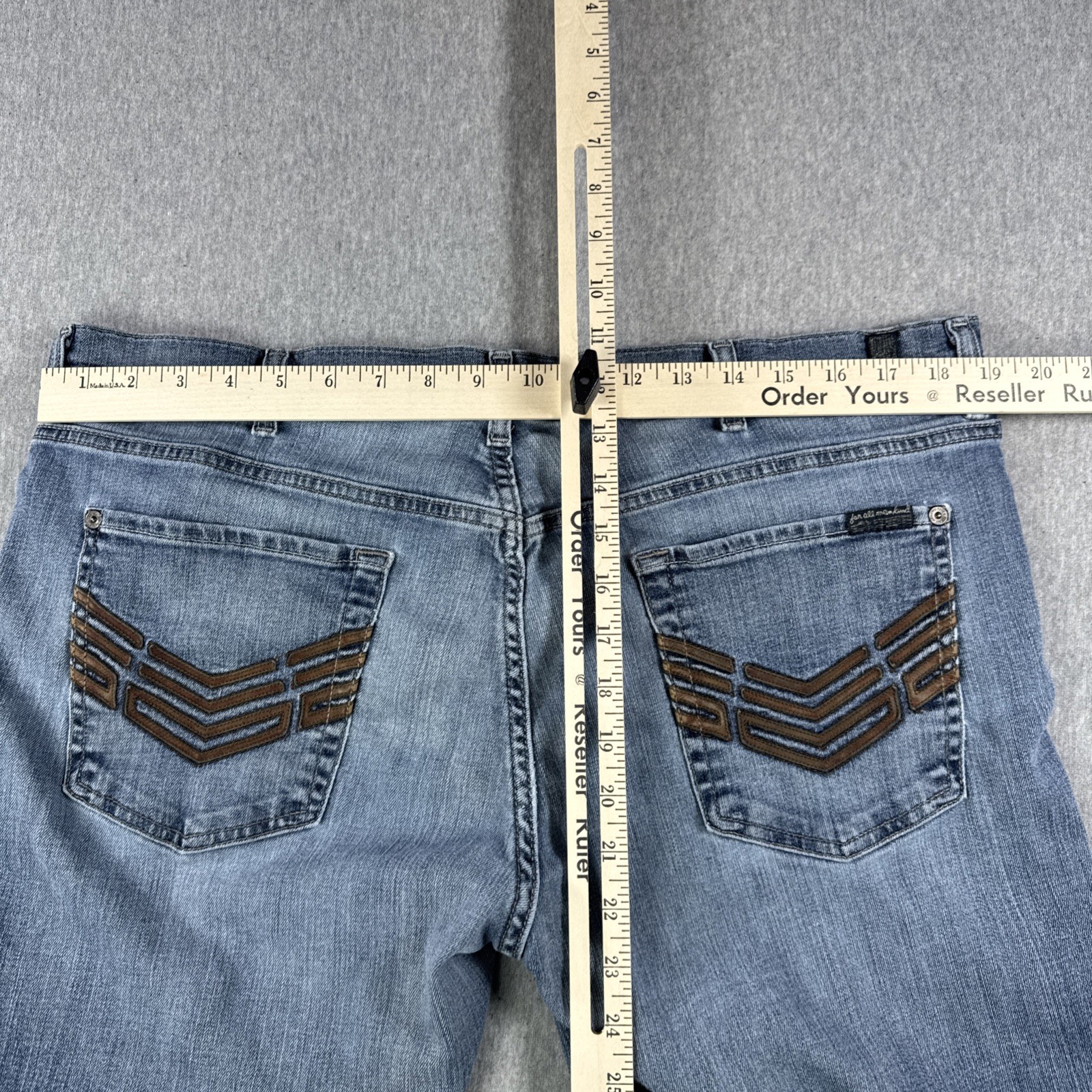 7 For All Mankind jeans Y2K women Embroidered Pocket Button Fly Standard Size 38