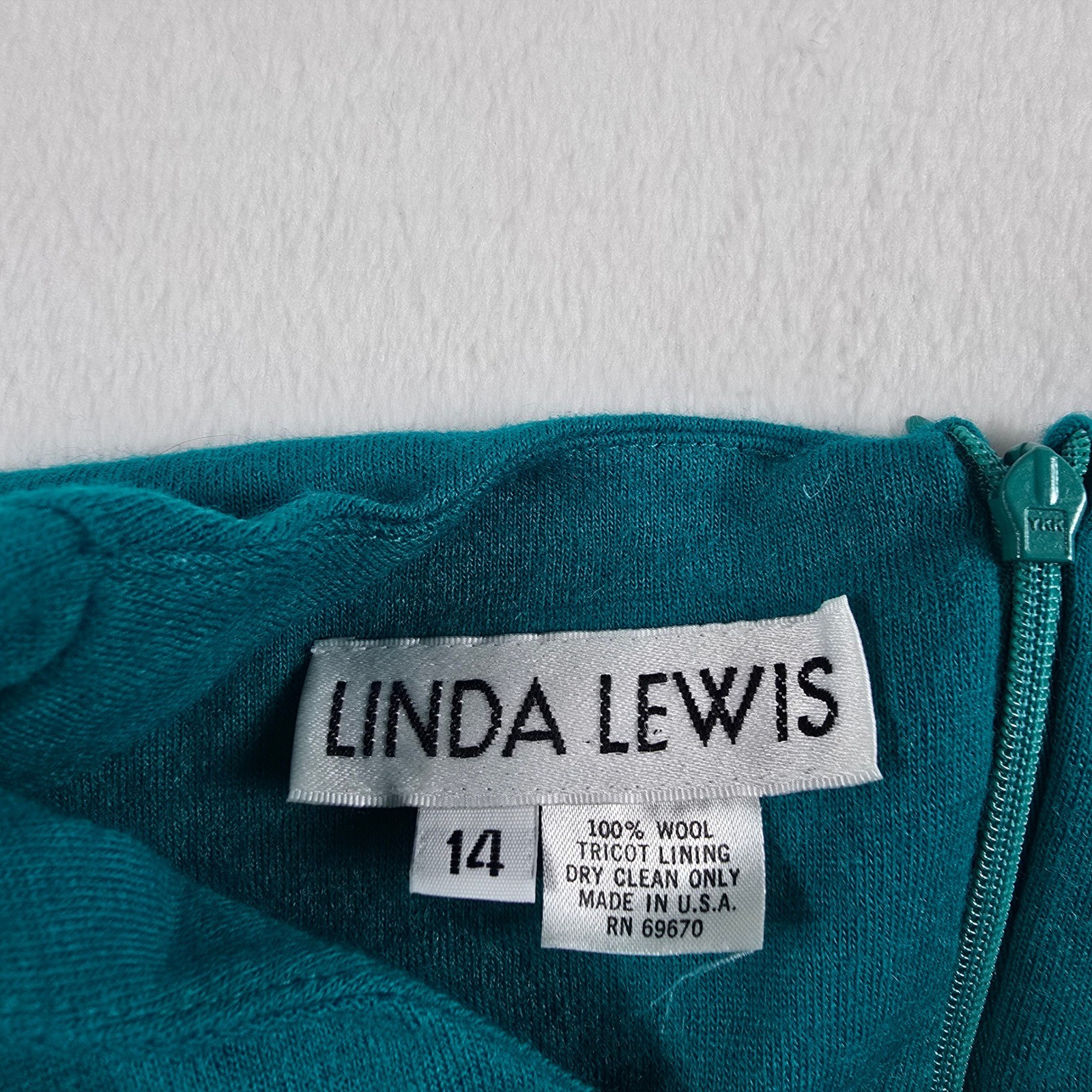 Linda Lewis Vintage 100% Wool Colorblock Maxi Dress Teal Purple Size 14 NWT