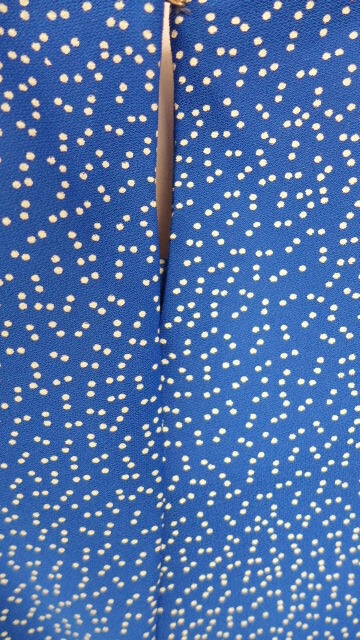 Dress Vtg Womens Lynne davis Sz 10P Petite Royal Blue White Dots Peplum Lined SS