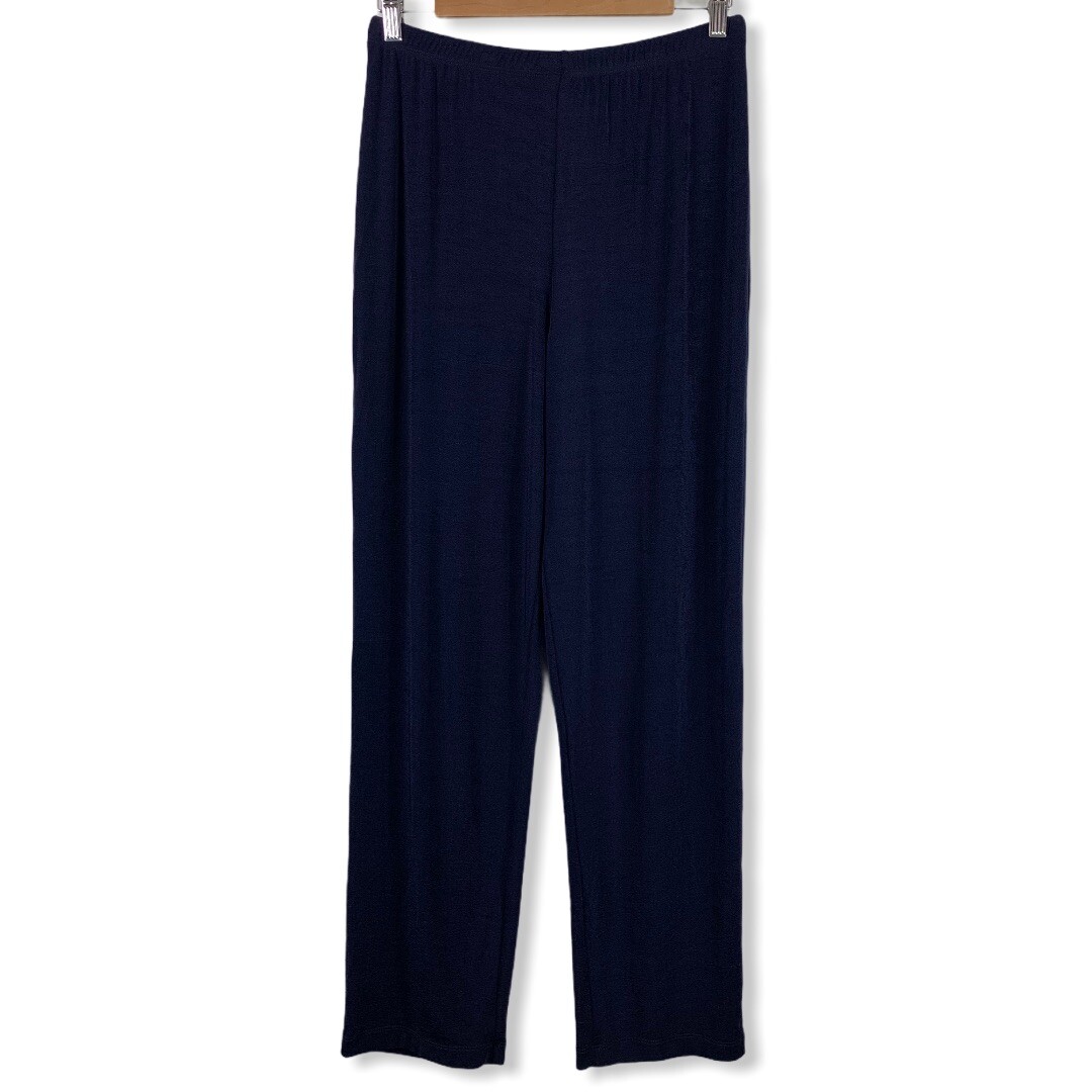 Vintage Pants Size 10 Saint Tropez West Elastic Waist Navy Blue Stretch Nylon