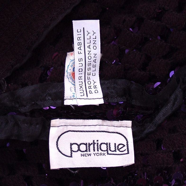 Vintage 80s Sequin Sweater Partique Disco Glam Shawl Collar Medium