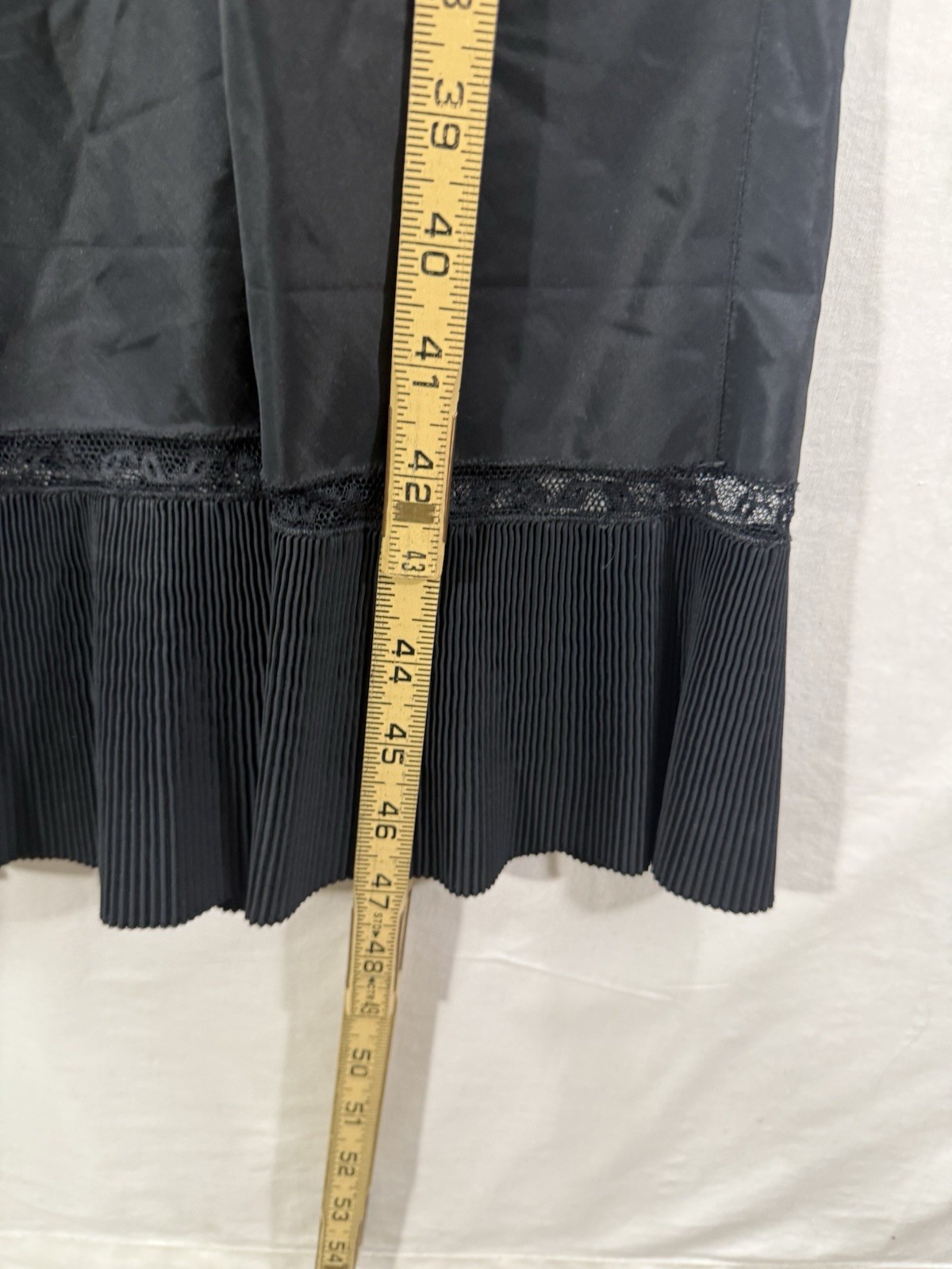 Vintage 1950’s BARBIZON Endear Tafredda Full Slip Black Dress Pleat Hem Miss 14