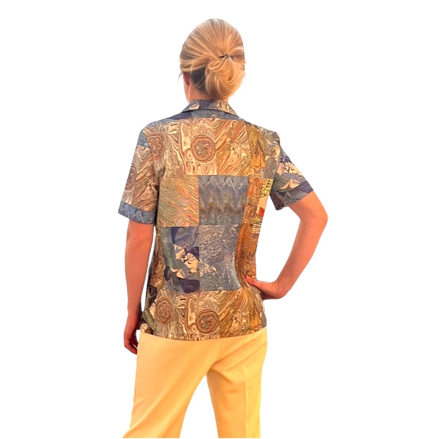 Aladdin Brand Blouse Vintage Mod Disco Retro 60s 70s Ladies Size MED Psychedelic
