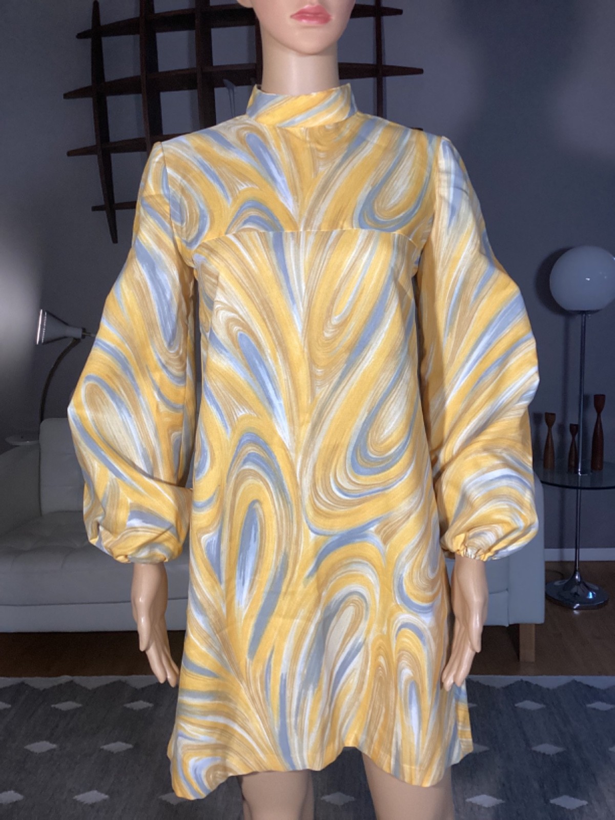 Vintage 60s 70’s Psychedelic Swirl Pattern Mini Dress Mod Hippie Women’s
