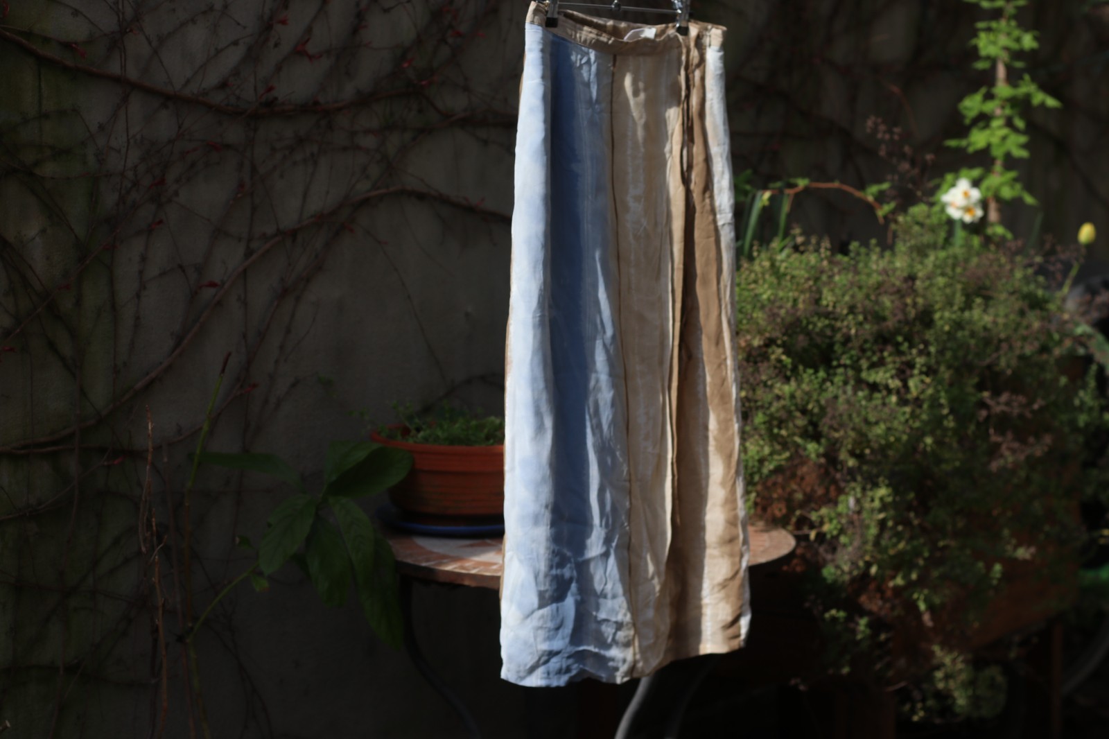 Vintage Gerry Weber Maxi Skirt Blue Beige Tie Dye Pattern Size S-M Summer Boho