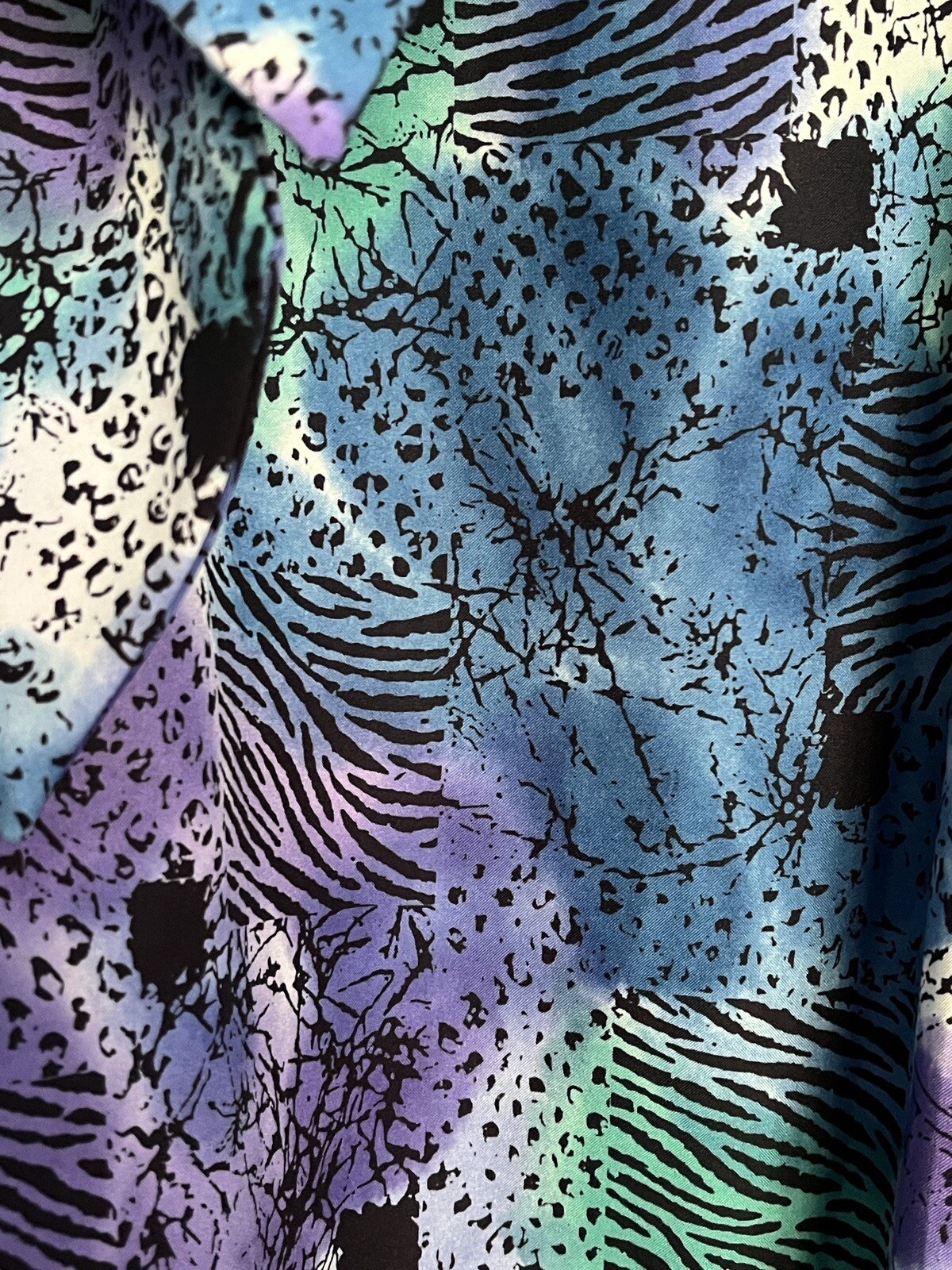 Vintage Made in USA Lady Devon 24W blouse top shirt Blue Purple Black 80s 90’s