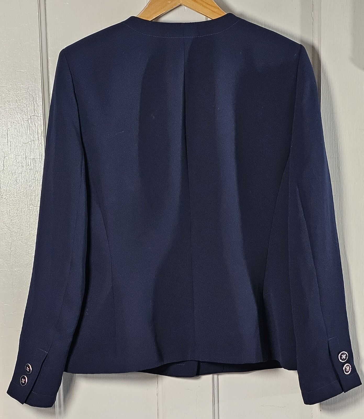 VTG Kasper 2 Piece Suit Women’s 10 Navy Blue Jacket Skirt Fancy Buttons Career