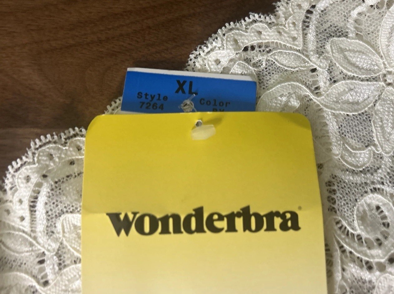 Vtg WONDERBRA Lace Sheer Mesh Girl Short Panties Sz XL Ivory Second Skin