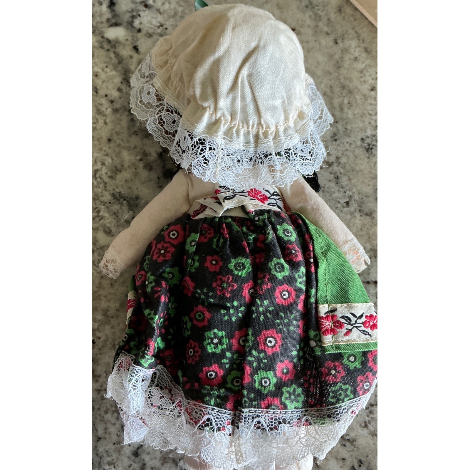Vogue Vintage 1972 International Doll Green Floral Folk Dress 8 Inch Brunette