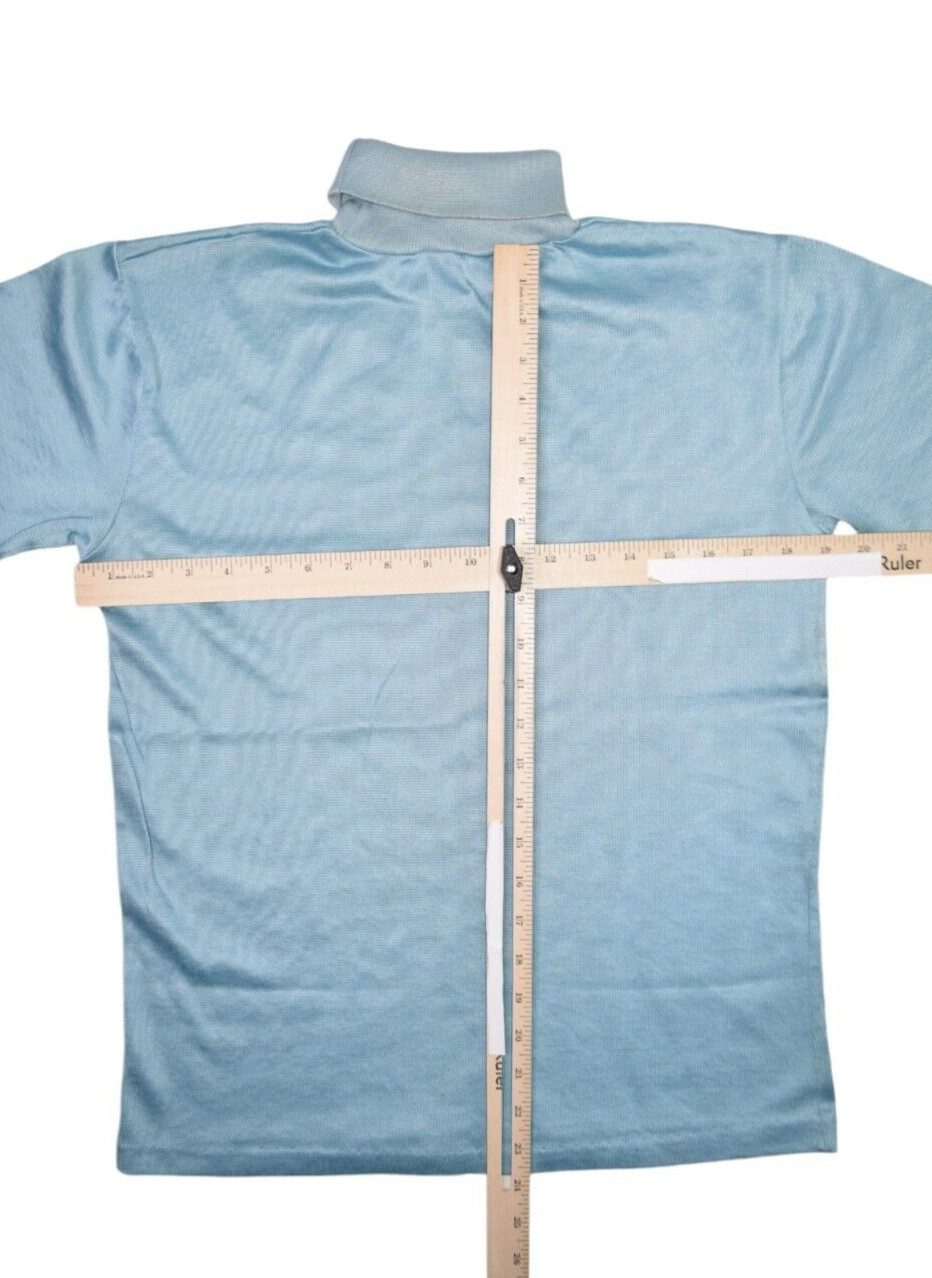 Vintage Brentwood Top Womens Medium Blue Short Sleeve Turtleneck Silky Jersey