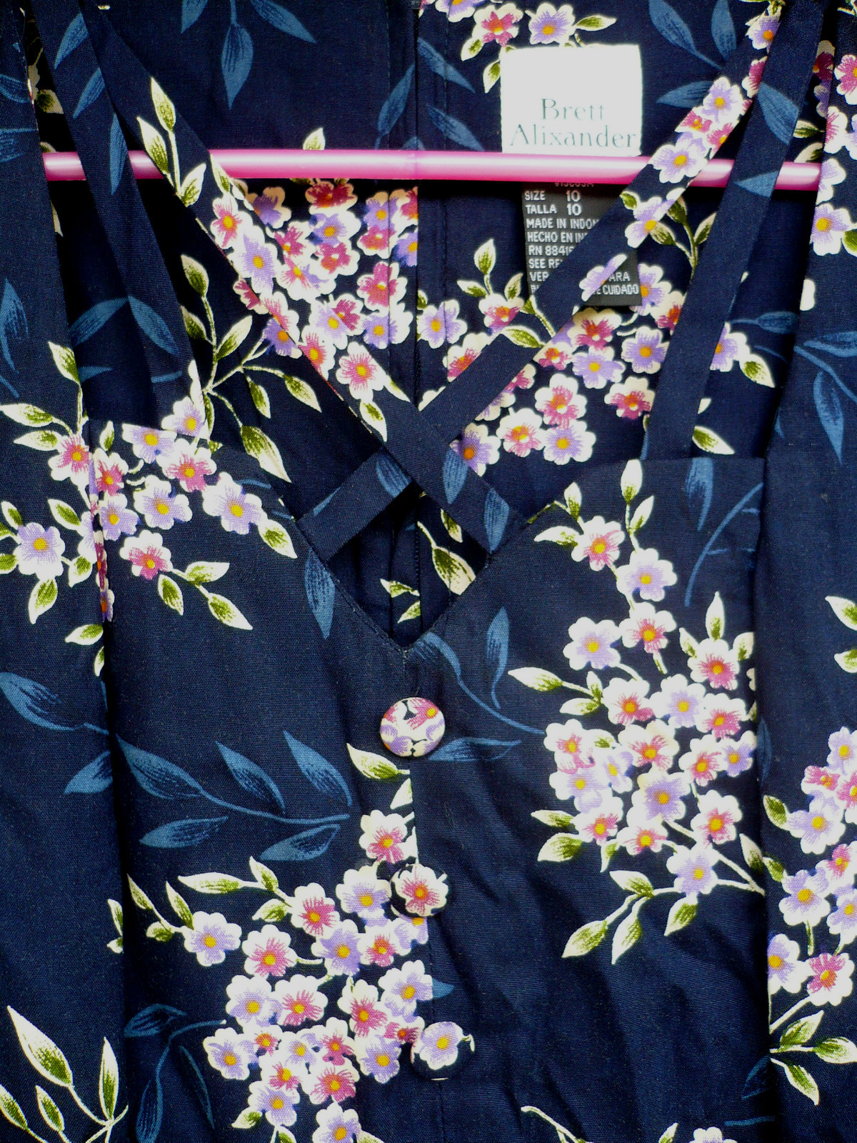 90S VTG SPRING PINK FLORAL SLEEVELESS MAXI SZ S M CRISS CROSS STRAPS DRESS WOMEN